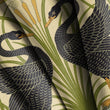 Load image into Gallery viewer, Black Swan Art Nouveau Fabric, Vintage Revival Textiles, Ornate Bird Upholstery Material by the Yard, Elegant Decorative Fabric
