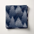 Load image into Gallery viewer, Winter Snow Pine Fabric, Christmas Tree Textiles, Navy and White Holiday Upholstery Material by the Yard, Cozy Winter Decor Fabric
