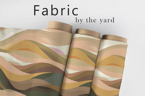 Earth Tone Landscape Fabric, Abstract Mountain Textiles, Neutral Upholstery Material by the Yard, Modern Nature-Inspired Decor Fabric