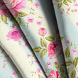 Load image into Gallery viewer, Pink Floral Stripe Fabric, Cottagecore Textiles, Vintage Roses Upholstery Material by the Yard, Romantic Shabby Chic Fabric for Décor

