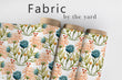 Load image into Gallery viewer, Teal Blue Orange Floral Fabric, Watercolor Botanical Textiles, Upholstery Material by the Yard, Modern Cottage Garden Fabric
