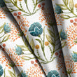 Load image into Gallery viewer, Teal Blue Orange Floral Fabric, Watercolor Botanical Textiles, Upholstery Material by the Yard, Modern Cottage Garden Fabric

