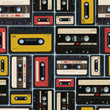 Load image into Gallery viewer, Retro Cassette Tape Fabric, Vintage 80s Music Print Textiles, Audio Mixtape Material for Upholstery, Home Decor &amp; DIY Sewing Projects
