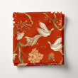 Load image into Gallery viewer, Scarlet Bird Fabric, Vintage Floral Textiles, Elegant Red Upholstery Material, Ornate Botanical Bird Fabric by the Yard
