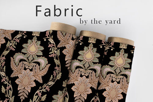 Vintage Damask Fabric, Elegant Baroque Textiles, Ornate Floral Material, Classic Upholstery Fabric by the Yard for Luxury Home Décor