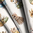 Load image into Gallery viewer, Woodland Animal Fabric, Nursery Textiles, Cute Bunny and Mouse Material, Kids Upholstery Fabric by the Yard for Baby Décor
