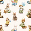 Load image into Gallery viewer, Woodland Animal Fabric, Nursery Textiles, Cute Bunny and Mouse Material, Kids Upholstery Fabric by the Yard for Baby Décor
