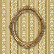 Load image into Gallery viewer, Vintage Gold Baroque Stripe Wallpaper with a gold mirror on the wall.
