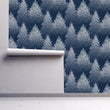 Load image into Gallery viewer, Navy Winter Tree Wallpaper – Snowy Woodland Pattern, Night Forest Wall Decor, Vintage Inspired Nature Design Wallpaper
