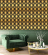 Load image into Gallery viewer, Art Deco Gold Geometric Wallpaper – Glam Black and Gold Diamond Pattern, Vintage 1920s Inspired Wall Decor Wallpaper
