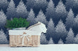 Load image into Gallery viewer, Navy Winter Tree Wallpaper – Snowy Woodland Pattern, Night Forest Wall Decor, Vintage Inspired Nature Design Wallpaper
