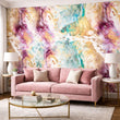 Load image into Gallery viewer, Abstract Fluid Art Wallpaper – Colorful Resin Inspired Pattern in Teal, Gold and Magenta, Modern Statement Wall Decor
