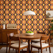 Load image into Gallery viewer, Retro Mod Geometric Wallpaper – Mid Century Modern Orange &amp; Mustard Pattern, 70s Atomic Wallcovering
