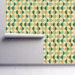 Load image into Gallery viewer, Retro Geometric Wallpaper – Mid Century Modern Mod Circle Pattern in Green &amp; Mustard, 70s Wall Decor

