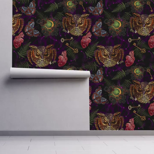 Maximalist Wallpaper, Moody Wallpaper, Forest Wallpaper, Dark Wallpaper, Butterfly Wallpaper, Fabric Peel & Stick Wallpaper