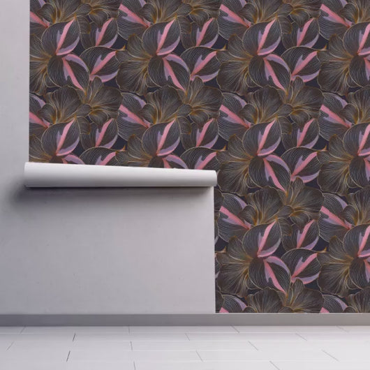 Botanical Wallpaper, Moody Wallpaper, Maximalist Decor, Tropical Wallpaper, Dark Wallpaper, Peel and Stick Wallpaper, Fabric Wallpaper