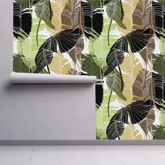 Tropical Wallpaper, Mid Century Modern Wallpaper, Botanical Wallpaper, Vintage Wallpaper, Peel and Stick Wallpaper, Fabric Wallpaper