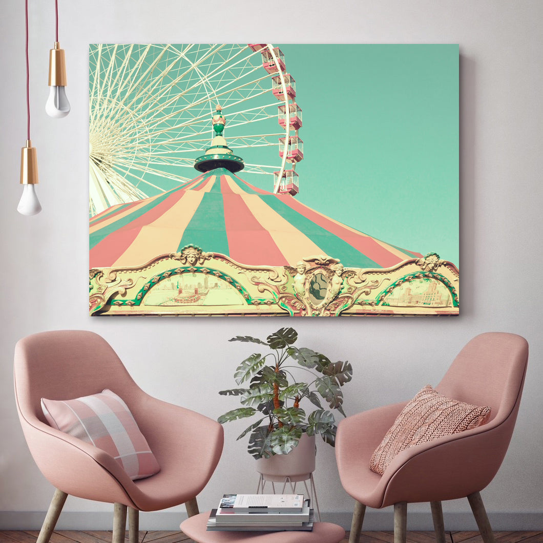Vintage Carnival Ferris Wheel Wall Art Print