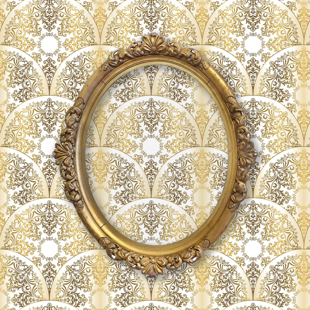 Gold baroque Art Deco antique fabric peel and stick wallpaper