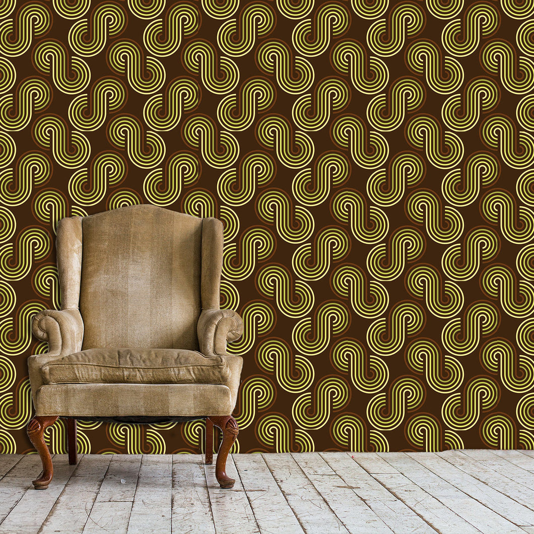 Vintage retro brown geometric fabric peel and stick wallpaper