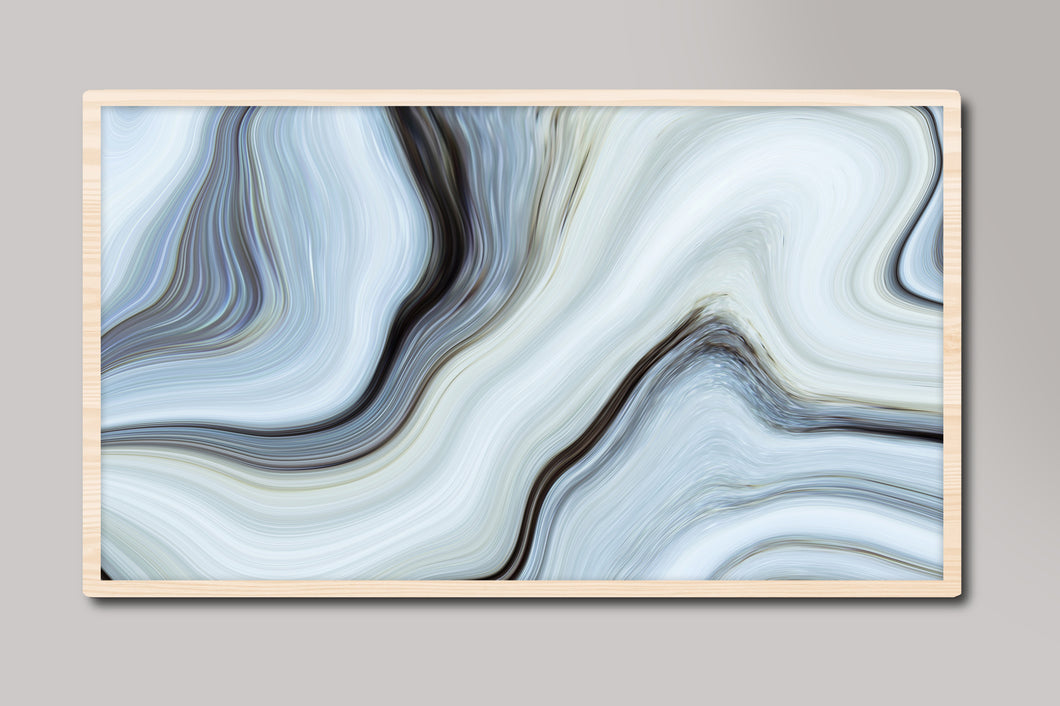 Abstract Agate Marble Grey and White Samsung Frame TV Digital Art