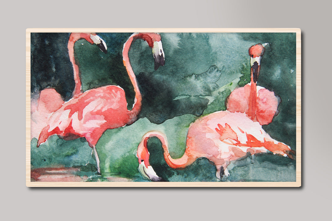 Pink Flamingo Watercolor Painting Samsung Frame TV Digital Art
