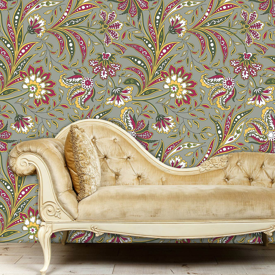Victorian floral peel and stick wallpaper