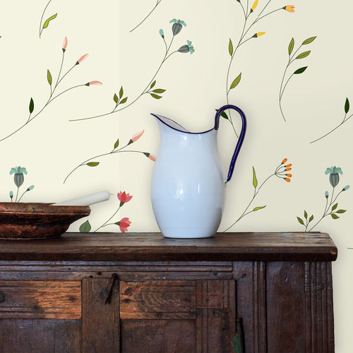 Vintage botanical floral peel and stick wallpaper
