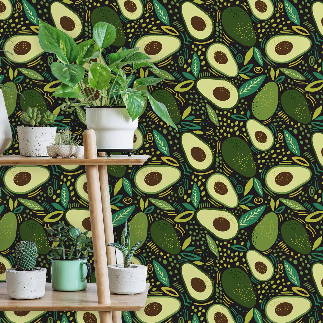 Vintage avocado green fabric peel and stick wallpaper
