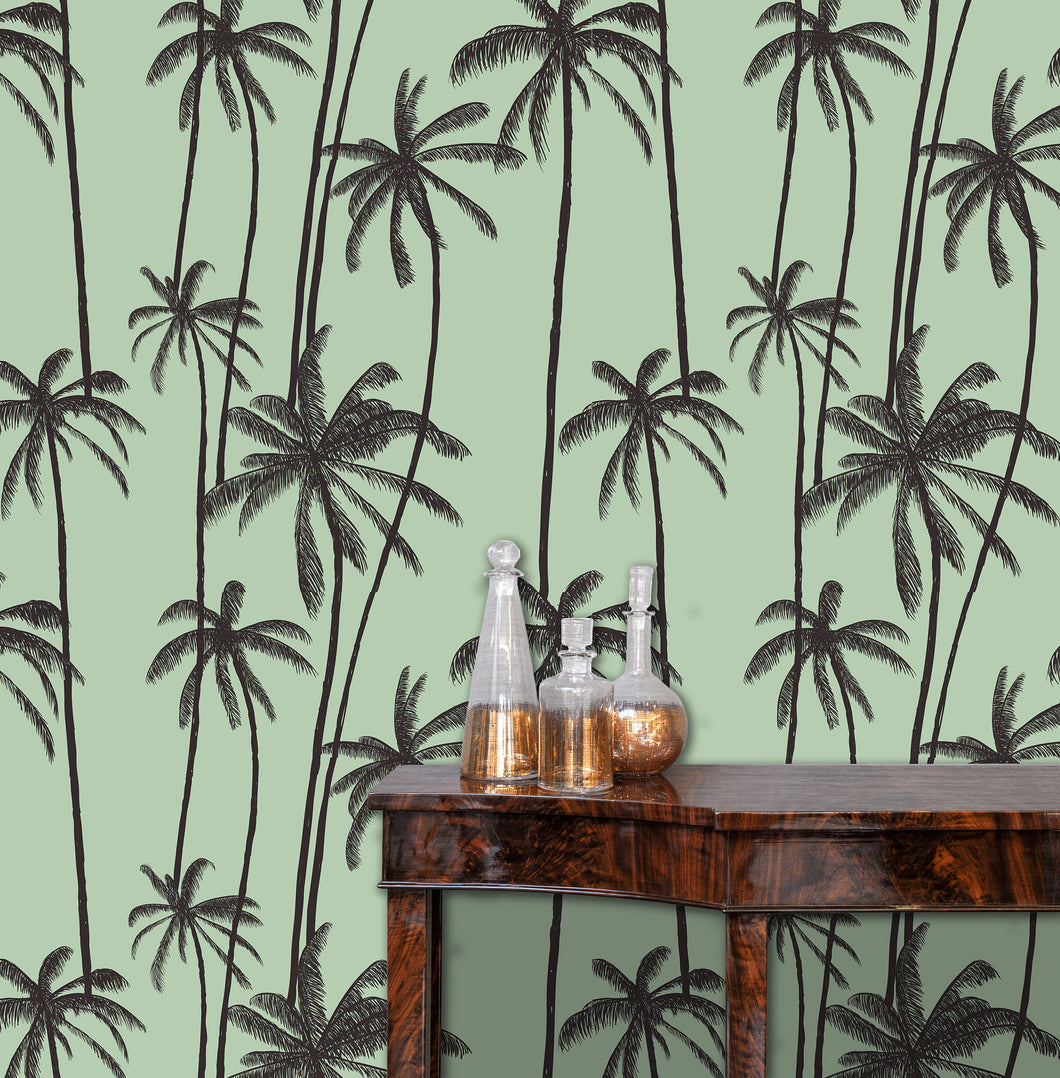 Vintage retro palm trees peel and stick wallpaper