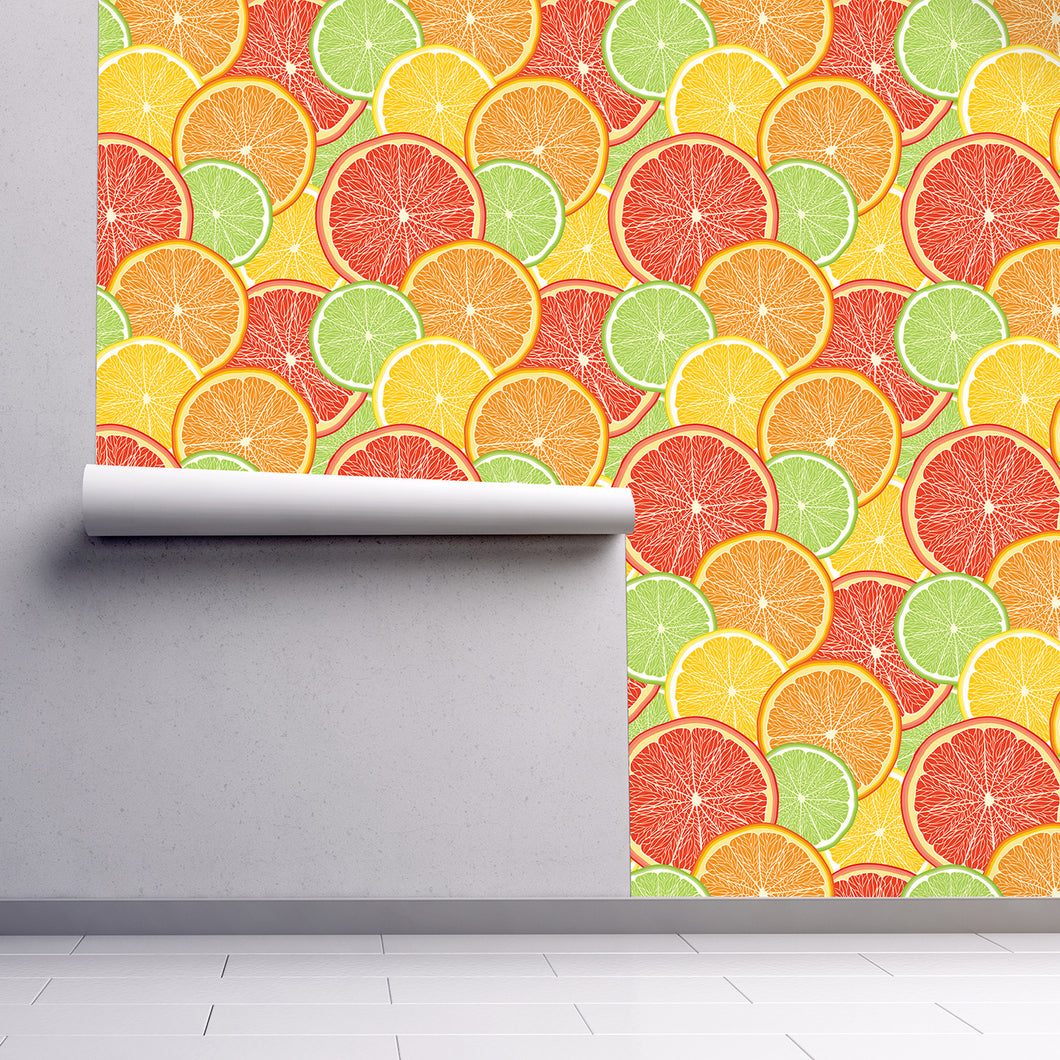 Citrus Circle Citrus Fruit Peel and Stick Wallpaper