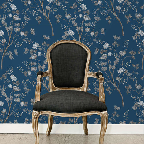 Victorian Chinoiserie Asian Botanical Peel and Stick Wallpaper