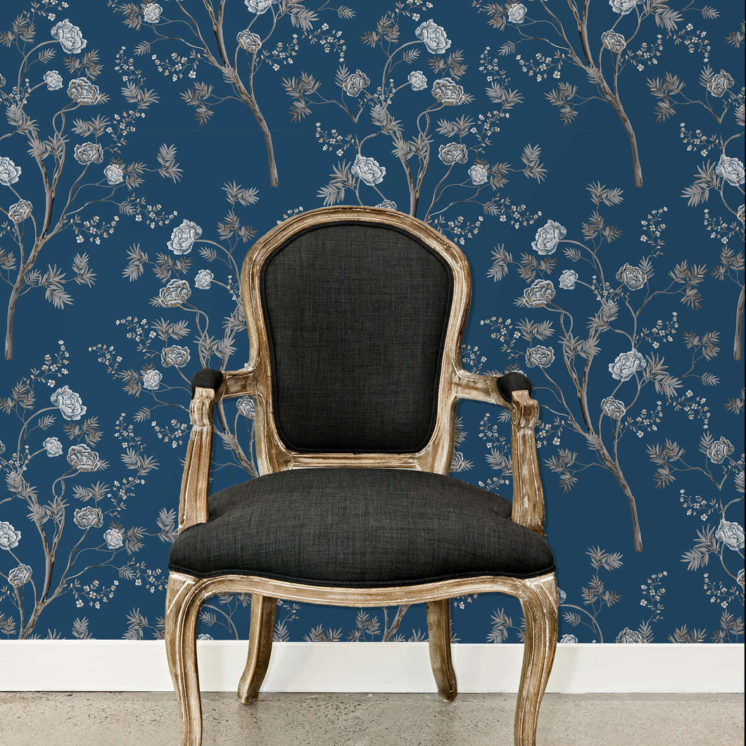 Victorian Chinoiserie Asian Botanical Peel and Stick Wallpaper